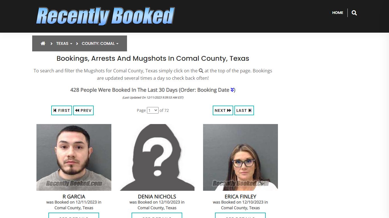 Recent bookings, Arrests, Mugshots in Comal County, Texas - Recently Booked